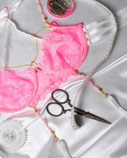Pink Dream Handmade Lingerie Set – Baby Pink, Beaded & Customizable
